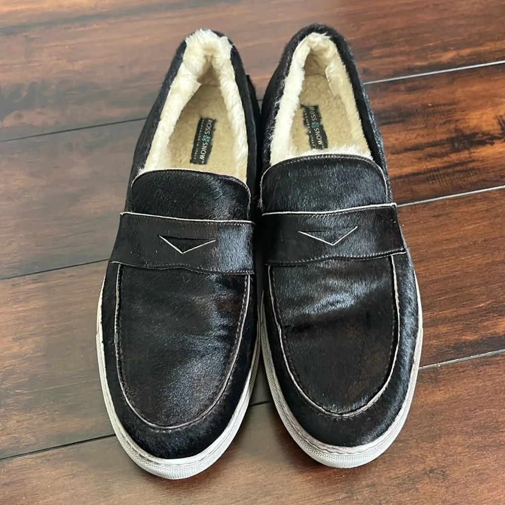 Ross & Matteo Genuine‎ Shearling Loafer Sneaker sz 12 Leather Calf Hair Outdoors